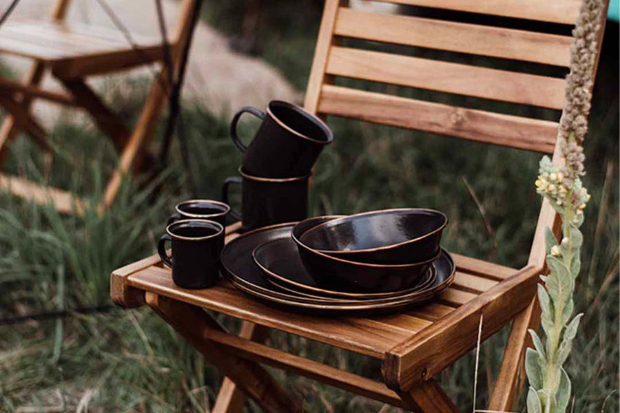 Barebones Enamel Bowl - Charcoal